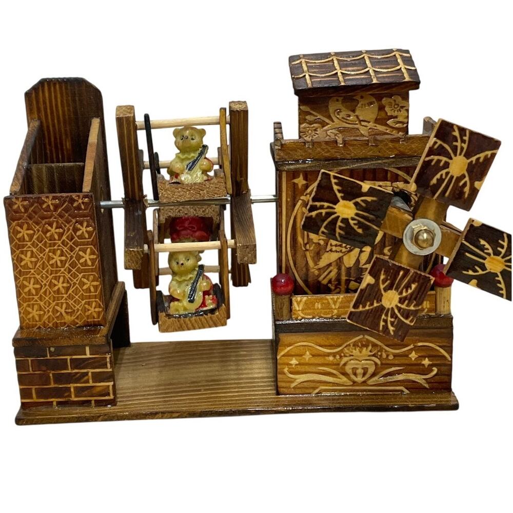 Wooden Music Box Windmill Ferris Wheel Works Ludwig Van Beethoven Bagatelle